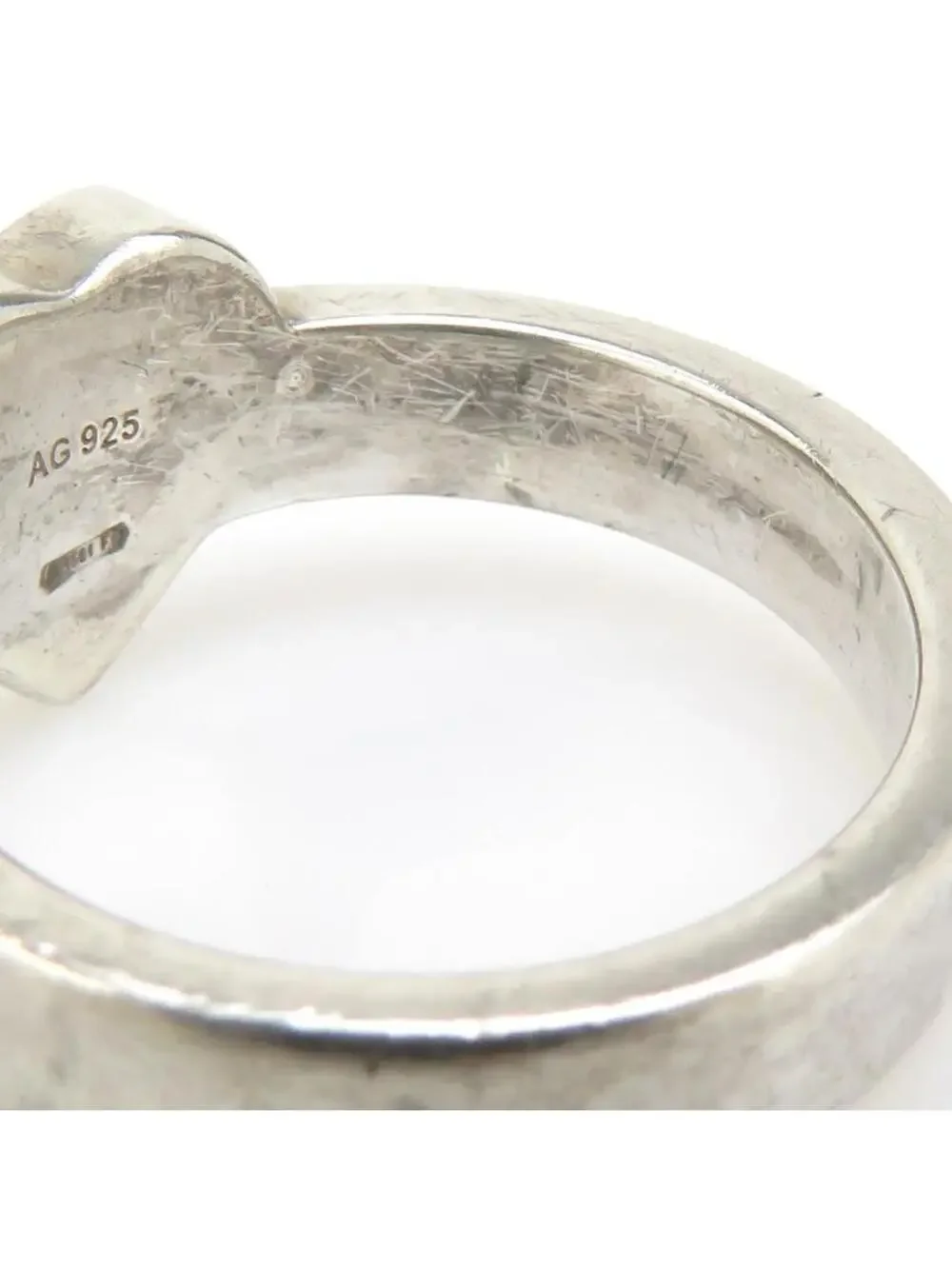 Auth Gucci Heart Motif Ring Silver #302756G10B
